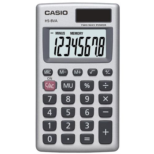 CALCULADORA CASIO BOLSO       -HS8VA  (  Silver  - Visor com 8 dígitos - Raiz quadrada - Tampa de met...  ) 