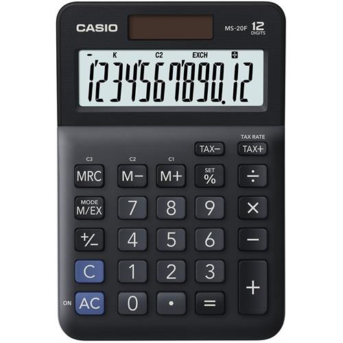 CALCULADORA CASIO SECRETARIA  -MS20F  (  Preto  - Visor de 12 dígitos - 2 fontes de alimentação - Cál...  ) 