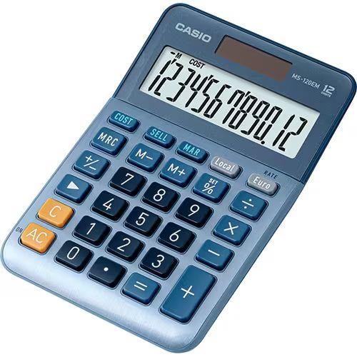 CALCULADORA CASIO SECRETARIA-MS120EM  (  Azul  - Ecrã extra grande - Sinais de comando de função - Se...  ) 