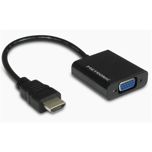 CONVERSOR HDMI/VGA METRONIC 470274  (  HDMI / VGA / Jack 3,5 mm  - Preto  - Conversor HDMI / VGA - Resolução: 1080p - Comprimento: 15 cm   ) 