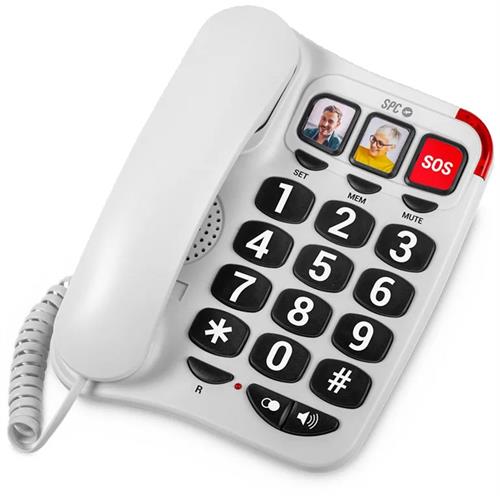 TELEFONE FIXO SPC COMFORT NUMBERS 2  (  554 gr - Branco  - 21 x 15,5 x 6 cm (AxLxP)  ) 