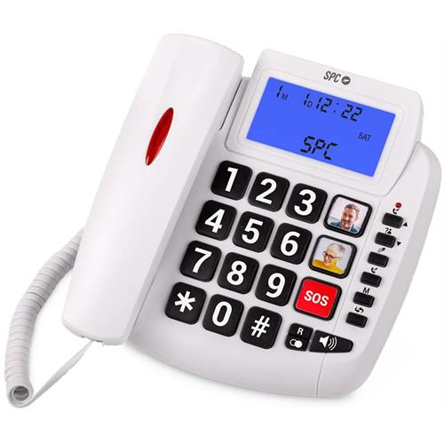 TELEFONE FIXO SPC COMFORT VOLUME 2 BRANCO  (  516 gr - Branco  - Ecrã iluminado azul - Identificação de ch...  ) 
