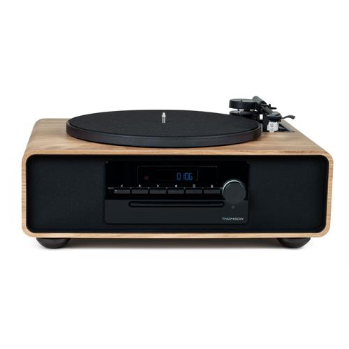 GIRA-DISCOS THOMSON  MIC300TT  (  CD, MP3  - Bluetooth - Entrada auxiliar - USB - RCA  - Castanho   ) 
