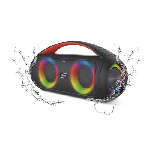 COLUNA PORTÁTIL HAEGER WATEPROOF-COOLBOOM  (  2 x 20 W - Bluetooth - Entrada auxiliar - Cartão TF - USB  - Preto   ) 