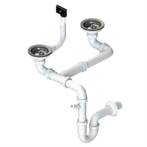 SIFÃO RODI DUPLO 115mm ANTI INUNDAÇÃO 0221110  (  Branco  - Sifão duplo anti-inundação com sifão Salva Espaço ...  ) 