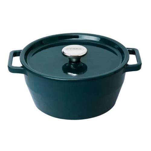 CAÇAROLA PYREX FERRO FUNDIDO REDONDA SC2AC24  (  24 cm - 4 Litros - Verde   ) 